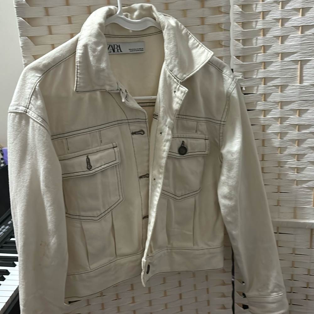 Zara Crop White Jacket - Size XS